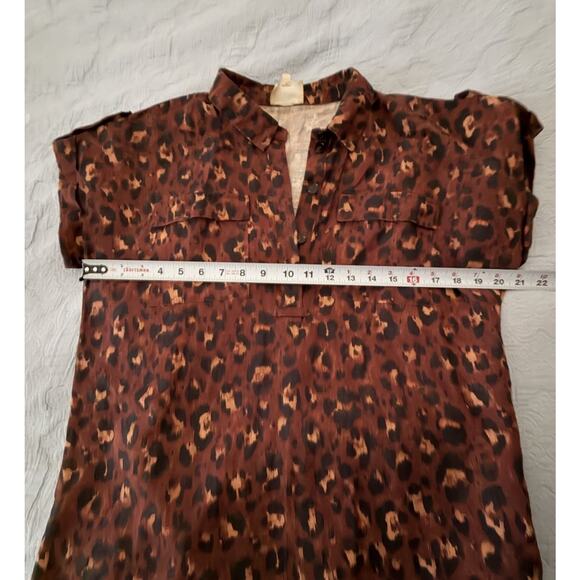 Sezane Will Linen Mini Dress Brown Leopard Print Sz Fr 36 US 4 XS Small - Picture 7 of 8
